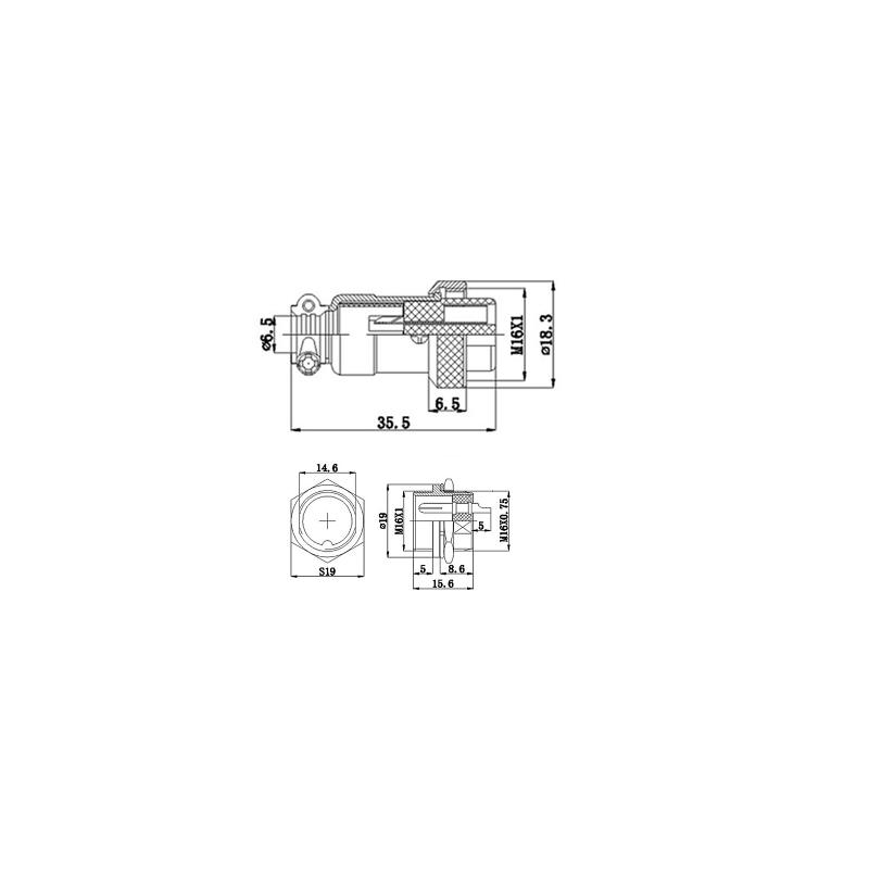 GX16 6-Pin 16mm Male & Female Panel Connector